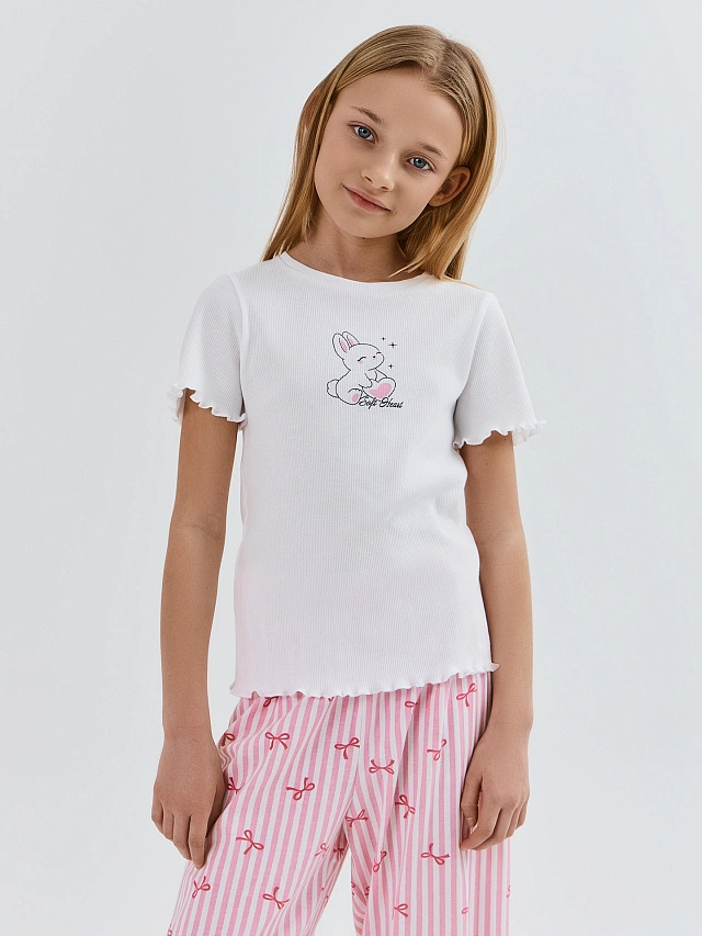 Комплект домашний для девочек с узором бантиков - 3