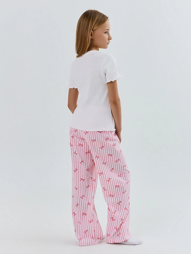 Комплект домашний для девочек с узором бантиков - 4