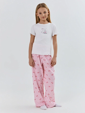 Комплект домашний для девочек с узором бантиков