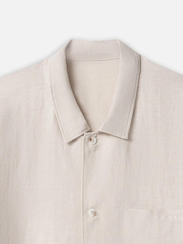 Рубашка мужская льняная бежевая - 6