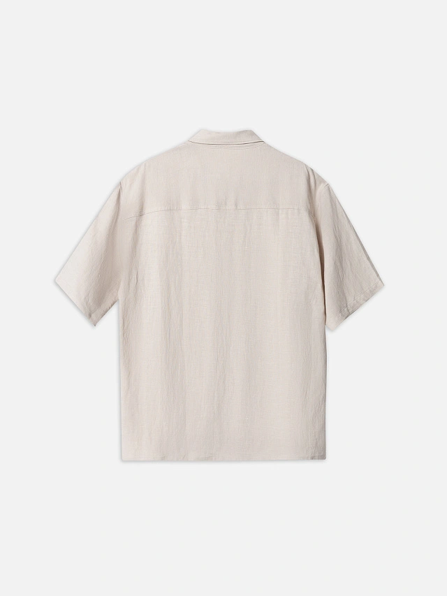 Рубашка мужская льняная бежевая - 8