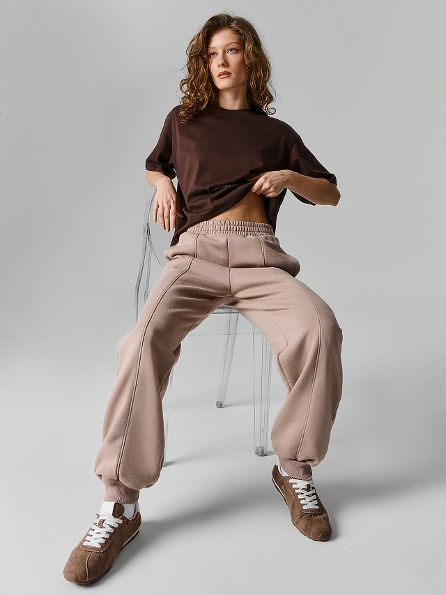 Брюки спортивные женские коричневые - 4