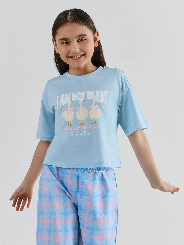 Комплект домашний для девочек голубой - 2