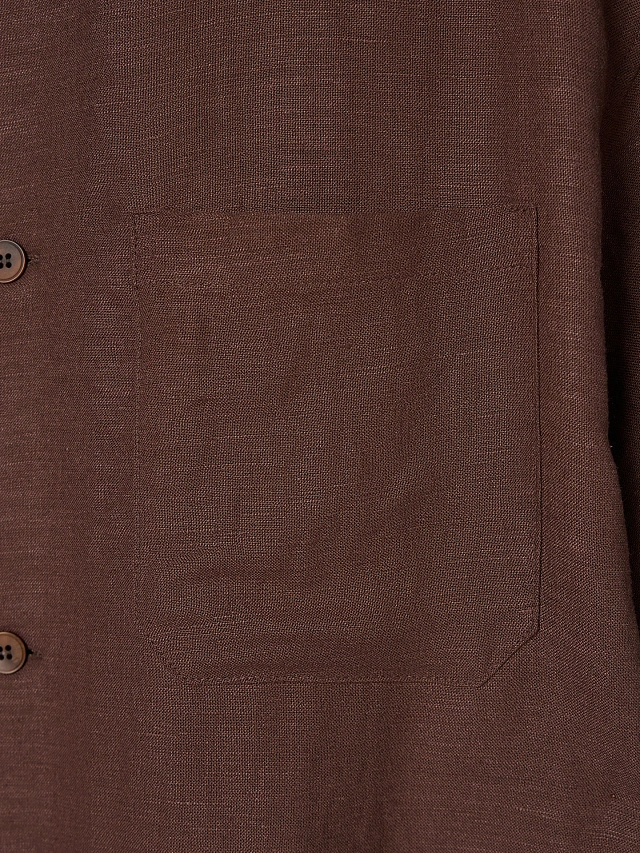 Рубашка мужская льняная коричневая - 6