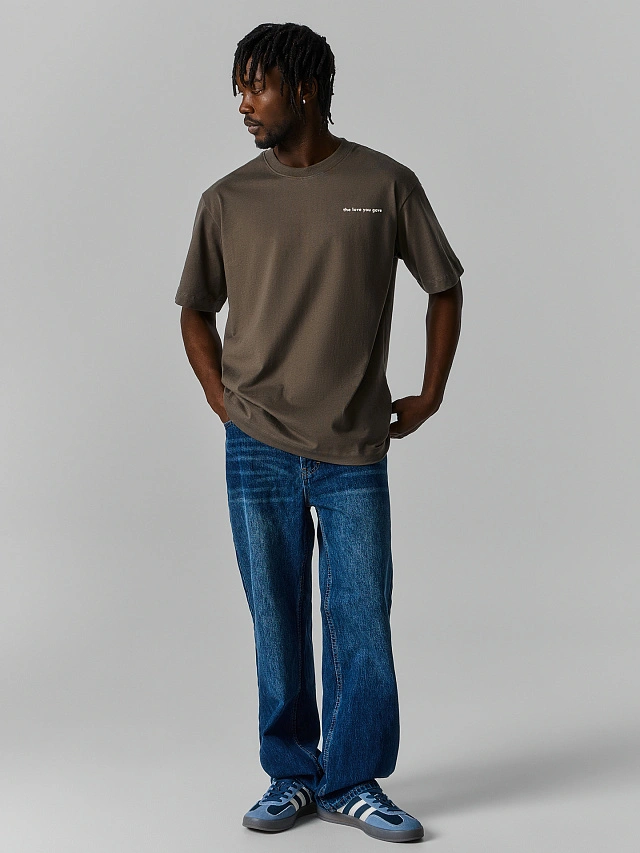 Футболка прямая мужская коричневая - 2