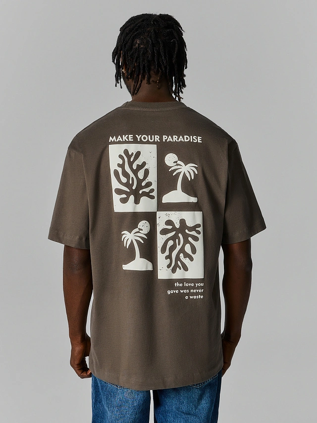 Футболка прямая мужская коричневая - 3