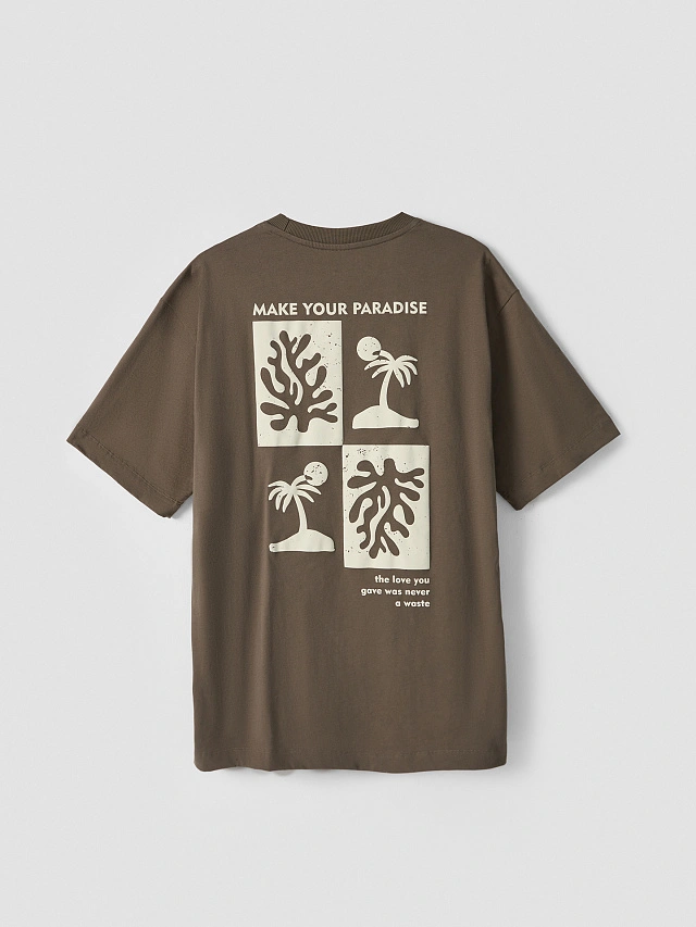 Футболка прямая мужская коричневая - 7