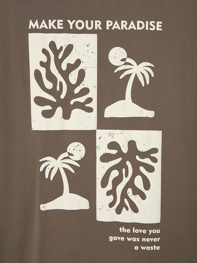 Футболка прямая мужская коричневая - 8