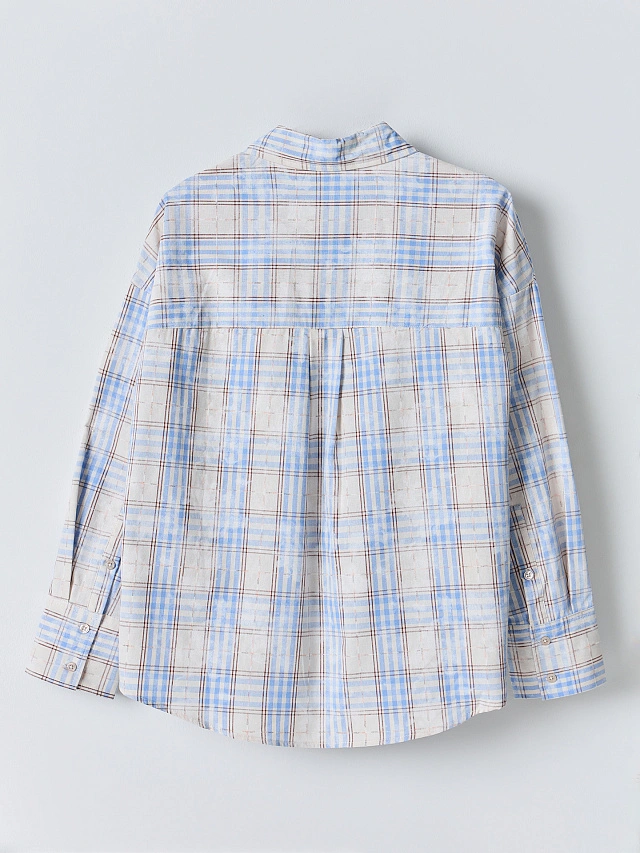 Рубашка женская бежевая в клетку - 8