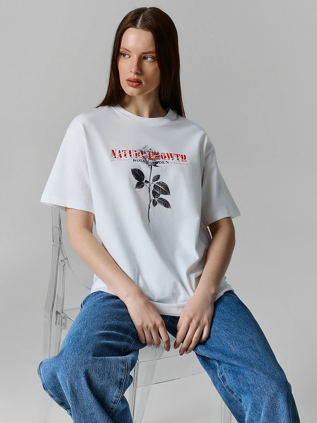 Футболка оверсайз женская белая - 4