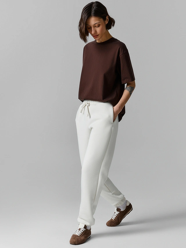 Теплые брюки женские белые с начесом - 4