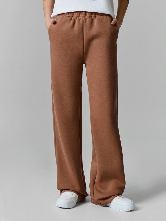 Теплые брюки женские коричневые с начесом - 3