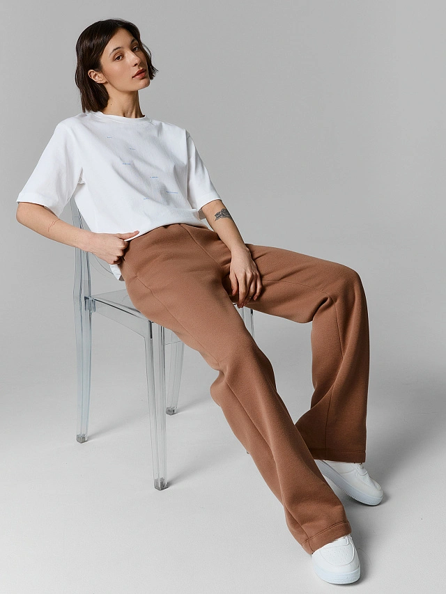 Теплые брюки женские коричневые с начесом - 5