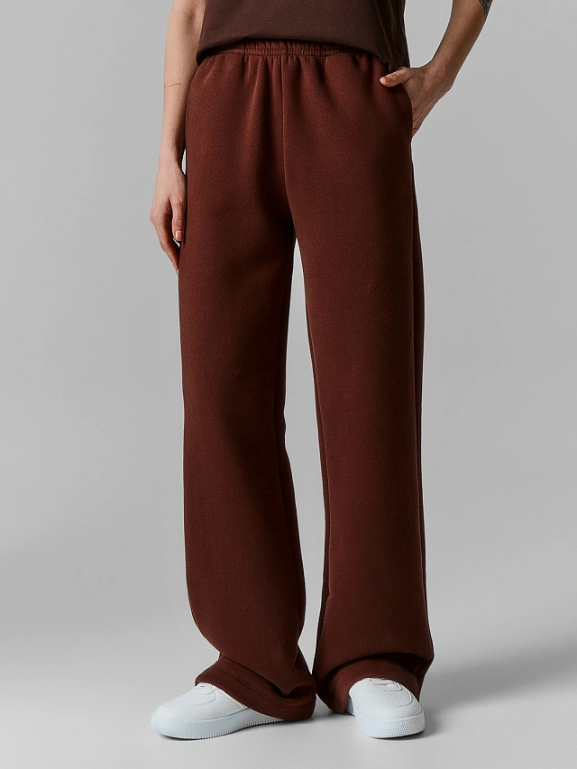 Теплые брюки женские коричневые с начесом - 3