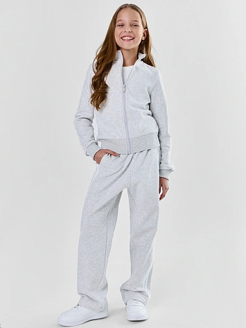 Комплект для девочек серый с лампасами