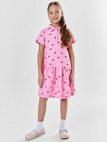 Платье для девочек розовое расклешенное