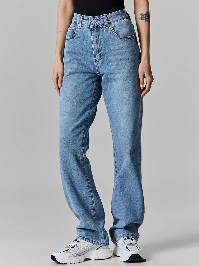 Джинсы прямые женские голубые - 2