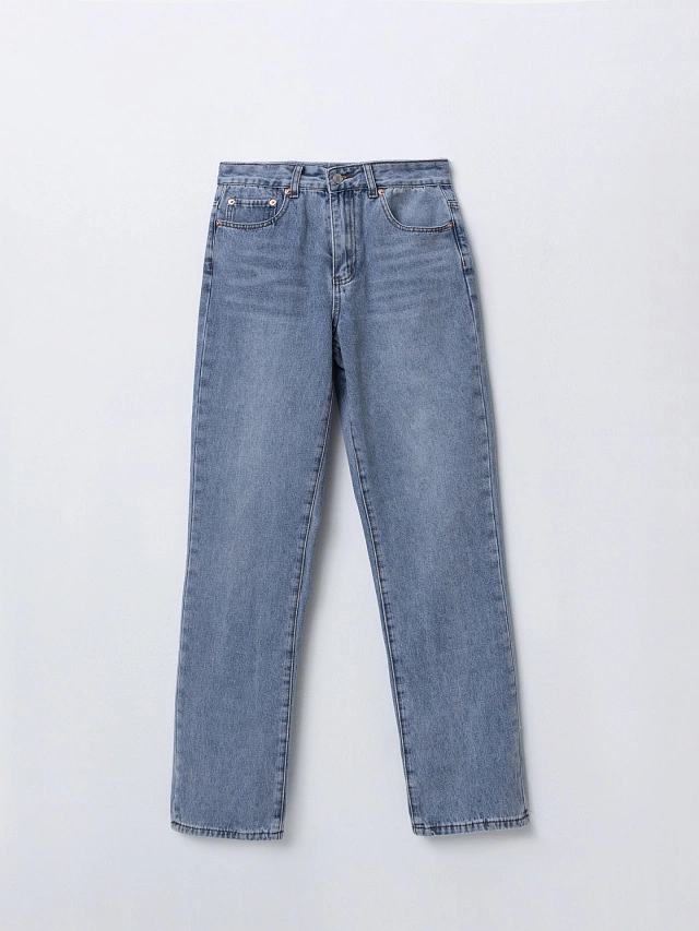 Джинсы прямые женские голубые - 4