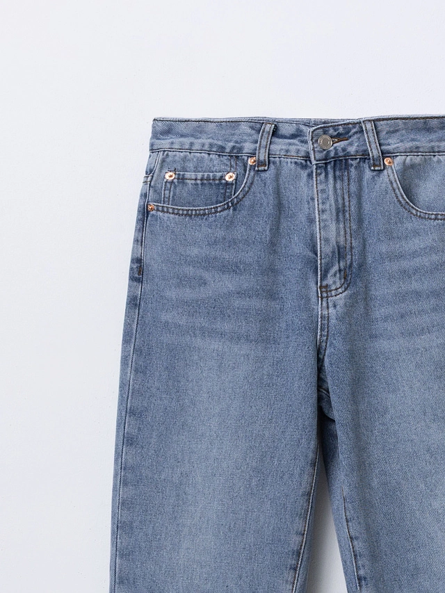 Джинсы прямые женские голубые - 5