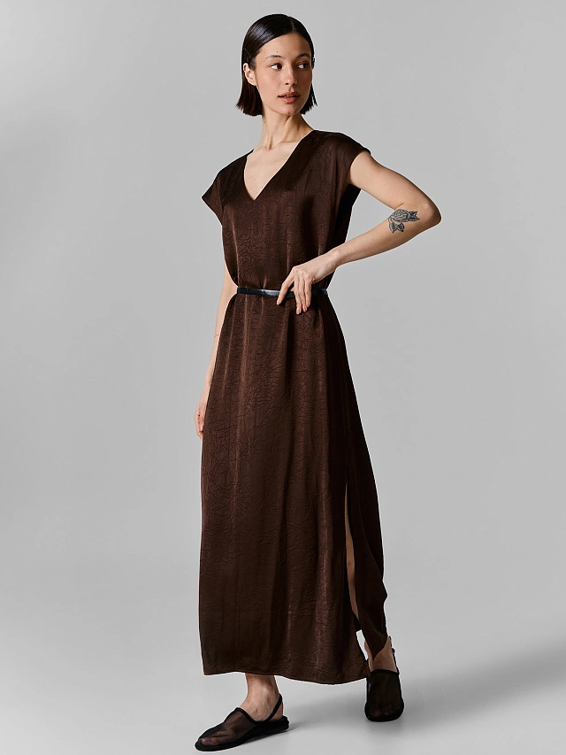 Платье макси женское коричневое - 3