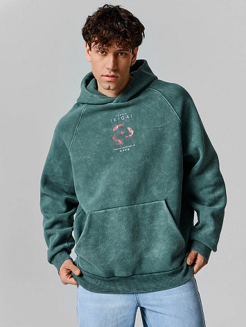 Теплое худи оверсайз мужское с обработкой эйсид