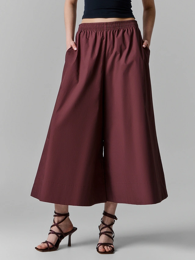 Брюки кюлоты женские бордовые - 3