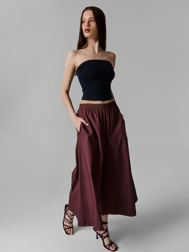 Брюки кюлоты женские бордовые - 5