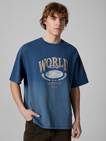 картинка Футболка мужская синяя с принтом белорусского замка от магазина мужской одежды Mark Formelle