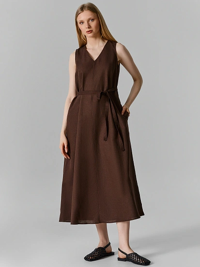 картинка Сарафан женский коричневый льняной от магазина стильной одежды Mark Formelle