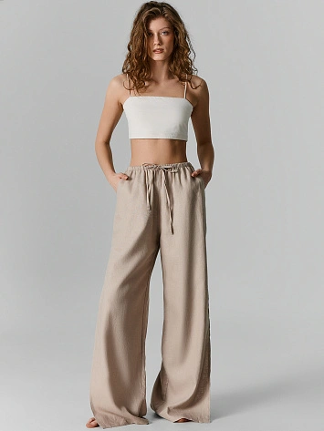 Брюки домашние женские с боковыми высокими разрезами