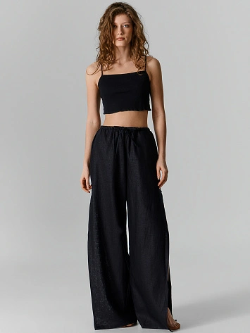 Брюки домашние женские с боковыми высокими разрезами