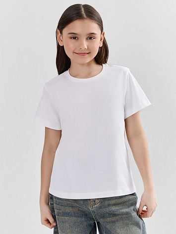Футболка для девочек белая однотонная базовая
