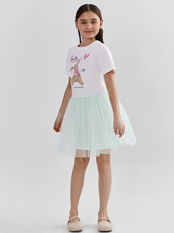 Платье для девочек белое с цитатой из стихотворения А.Барто