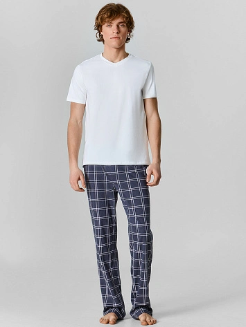 Брюки домашние мужские серые в клетку из 100% хлопка