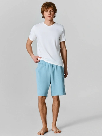 Шорты домашние мужские голубые прямого кроя