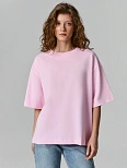 Футболка женская розовая однотонная оверсайз из 100% хлопка