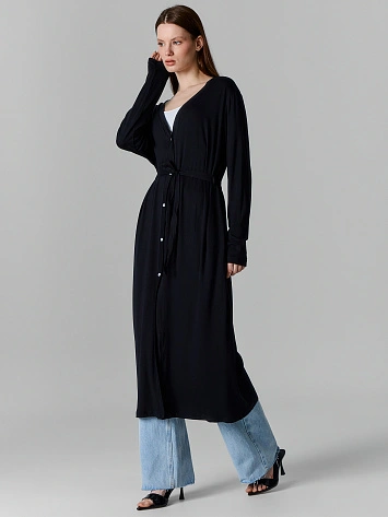 Кардиган женский черный удлиненный