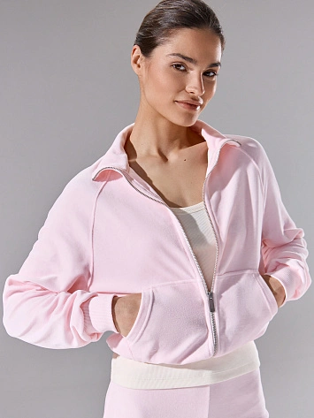 Толстовка спортивная женская розовая на молнии