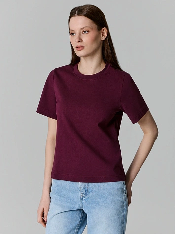 Футболка женская бордовая прямого кроя