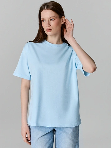 Футболка женская голубая оверсайз
