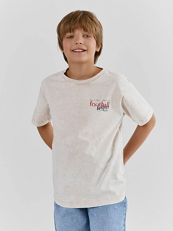 Футболка для мальчиков серая с принтом и обработкой эйсид