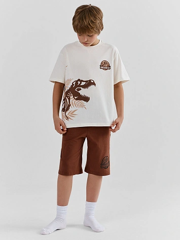 Комплект домашний для мальчиков с принтом динозавра из хлопка