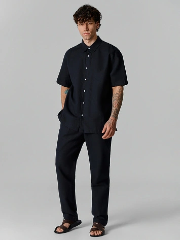 Комплект мужской черный прямого кроя льняной