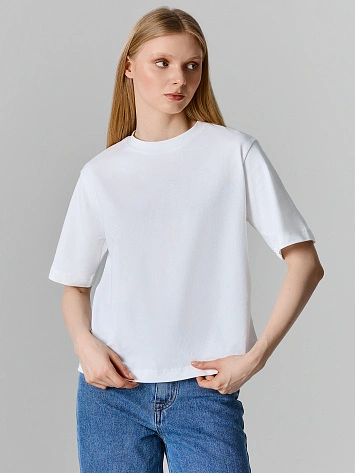 Футболка женская белая однотонная оверсайз