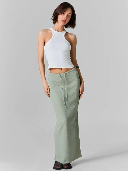 картинка Юбка женская зеленая длинная прямого кроя от магазина стильной одежды Mark Formelle