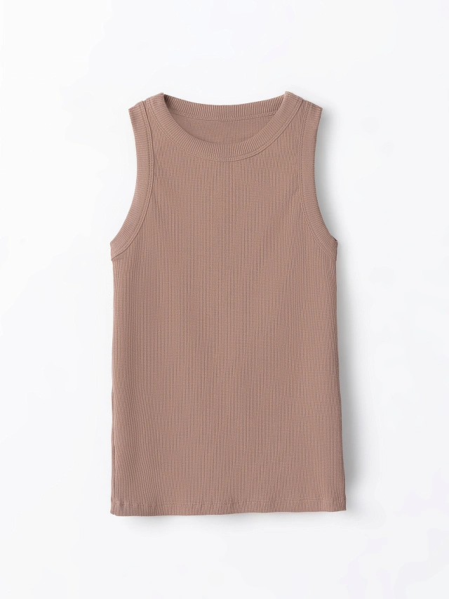 Топ женский коричневый облегающий в рубчик - 5