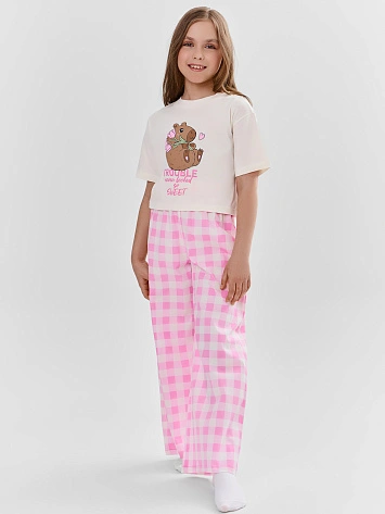 Комплект домашний для девочек розовый свободного кроя