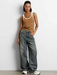 Джинсы женские baggy fit синие с эффектом выцветания
