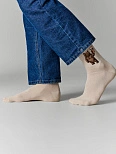 Носки мужские бежевые с рисунком медведя с бокалом