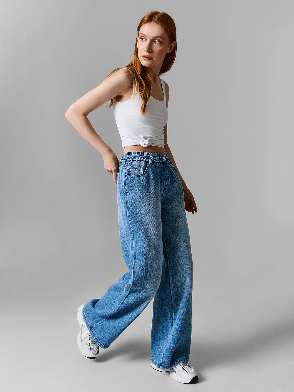 Джинсы женские wide leg синие